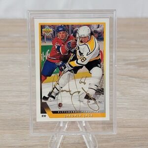Jarmior Jagr Signed 1993 Upper Deck Pittsburgh Penguins Hockey Card Autographed
